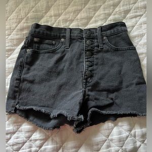 Madewell Women's Faded Black High Rise Denim Shorts Button Fly
